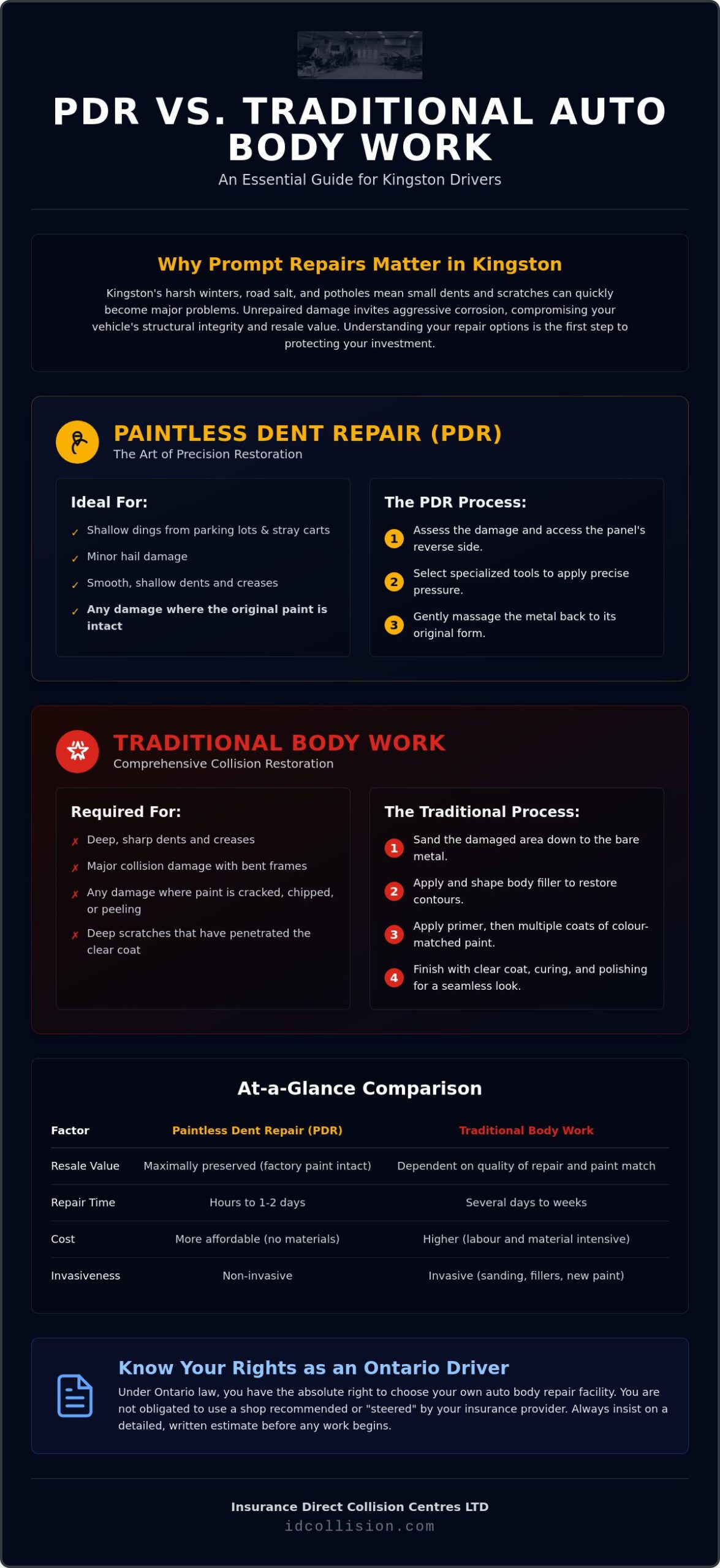 Auto Body Work in Kingston: Comparing PDR and Traditional Collision Repair